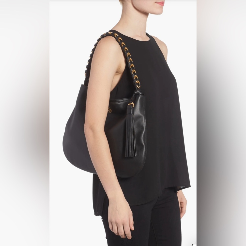 NWT Luxury Authentic Minimalist RARE Tory Burch Brooke Pebbled Leather Hobo Bag - Picture 3 of 17
